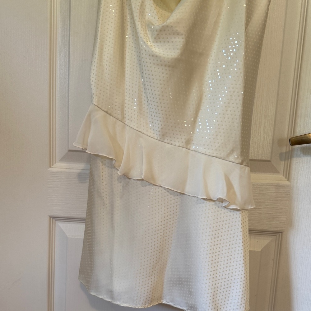Zara Cream Satin Mini asymmetrical Dress - Picture 7 of 10